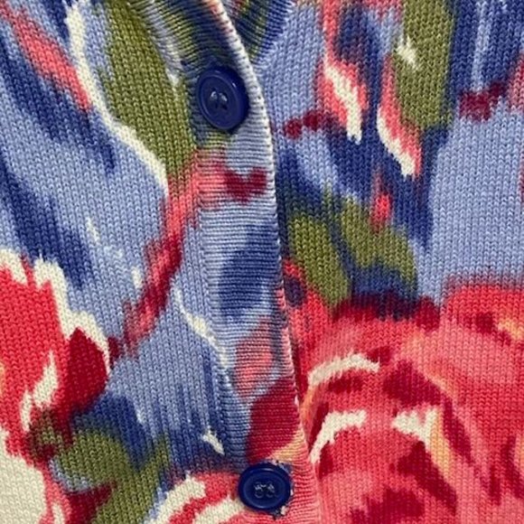 Isaac Mizrahi Live 3/4 sleeved cotton cardigan, periwinkle & pink, 1X, like new! - Picture 3 of 7